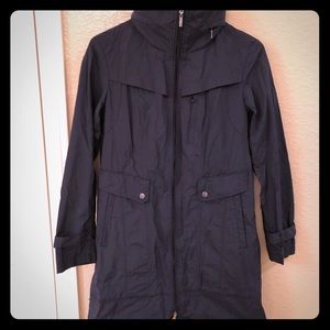Navy Cole Haan Packable Rain Jacket/Trench